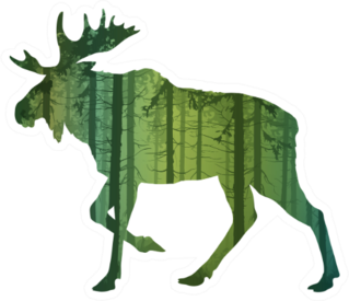 Beautiful Forest Silhouette Of A Running Moose Sticker