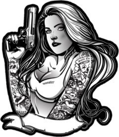 Beautiful Gangsta Girl Holding a Gun Sticker
