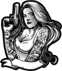 Beautiful Gangsta Girl Holding a Gun Sticker