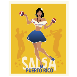 Beautiful Girl Dancing Salsa Retro Puerto Rico Sticker