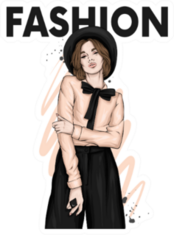 Beautiful Girl In Fashionable Hat Sticker
