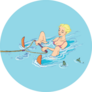 Beautiful Girl Water Skiing Recreation Of The Sea Sticker