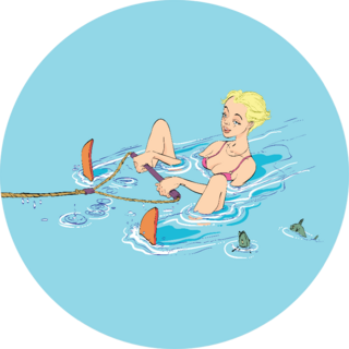 Beautiful Girl Water Skiing Recreation Of The Sea Sticker