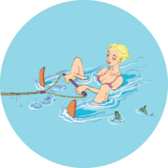 Beautiful Girl Water Skiing Recreation Of The Sea Sticker