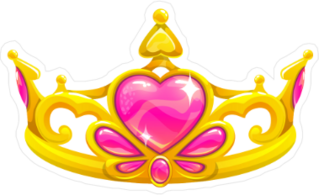 Beautiful Golden Princess Crown With Pink Hearts Sticker