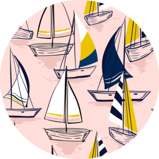 Beautiful Hand Drawing Pattern With Sailing Ships Sticker