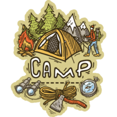 Beautiful Hand- Drawn Camp Sticker