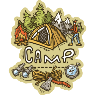 Beautiful Hand- Drawn Camp Sticker