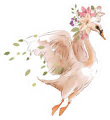 Beautiful Hand Drawn Watercolor Flying Swan Sticker