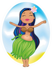 Beautiful Hula Dancer Illustration Sticker