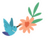 Beautiful Humming Bird Flying Near Bright Blossomed Flower Sticker