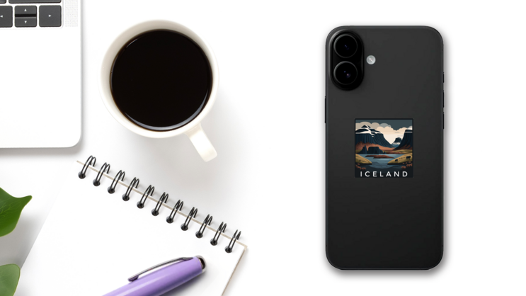 Beautiful Iceland Sticker on a Phone (New) example