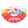 Beautiful Japan Travel Landmarks Sticker