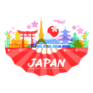 Beautiful Japan Travel Landmarks Sticker