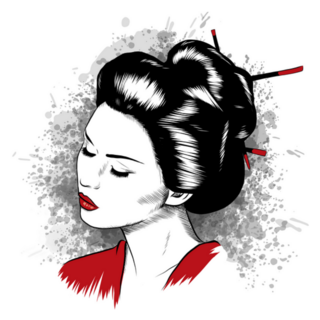 Beautiful Japanese Geisha Illustration Sticker