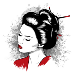 Beautiful Japanese Geisha Illustration Sticker