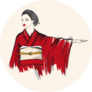 Beautiful Japanese Girl In Kimono Sticker