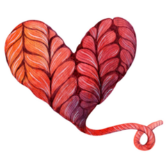 Beautiful Knitted Heart Hand Drawn Watercolor Sticker