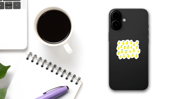 Beautiful Lemon Pattern Sticker on a Phone (New) example
