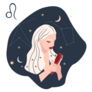 Beautiful Leo Girl White Hair In The Stars Sticker