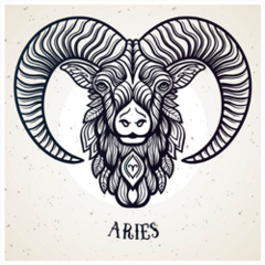 Beautiful Line Art Aries Sticker