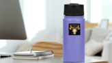 Beautiful Line Art Taurus Zodiac Sticker on a Water Bottle (New) example