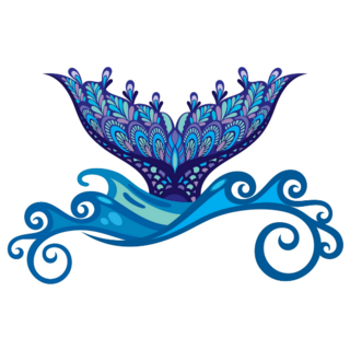 Beautiful Mermaid Tail And Sea Waves Sticker