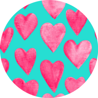 Beautiful Pattern With Pink Watercolor Hearts On Blue Sticker
