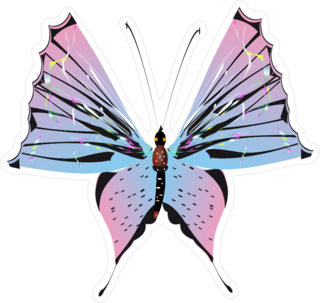 Beautiful Pink, Blue and Black Butterfly Sticker