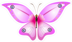 Beautiful Pink Butterfly With Circles Sticker
