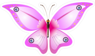 Beautiful Pink Butterfly With Circles Sticker