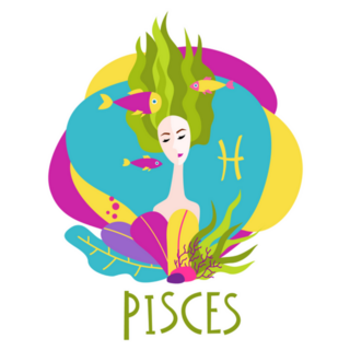 Beautiful Pisces Woman Fish Swimming Through Hair Sticker