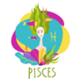 Beautiful Pisces Woman Fish Swimming Through Hair Sticker