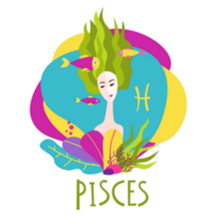 Beautiful Pisces Woman Fish Swimming Through Hair Sticker