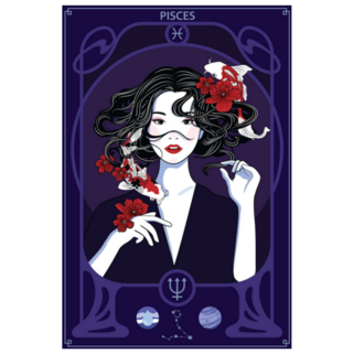 Beautiful Pisces Woman Horoscope Illustration Sticker