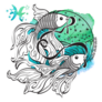 Beautiful Pisces Zodiac Sign Illustration Sticker