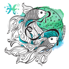 Beautiful Pisces Zodiac Sign Illustration Sticker