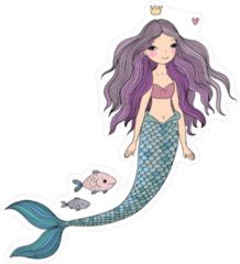 Beautiful Princess Mermaid with Purple Hair Sticker