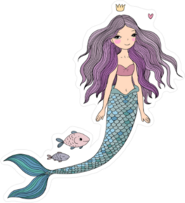 Beautiful Princess Mermaid with Purple Hair Sticker