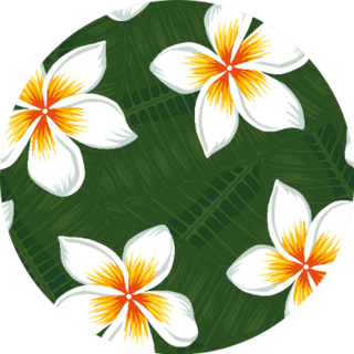 Beautiful Realistic Flowers White Plumeria On Green Pattern Sticker