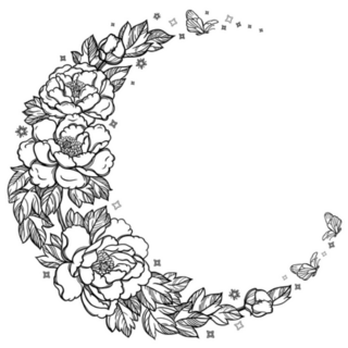 Beautiful Romantic Floral Crescent Moon Sticker