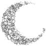 Beautiful Romantic Floral Crescent Moon Sticker