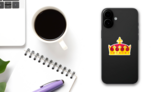 Beautiful Royal Crown of Gold Sticker on a Phone (New) example