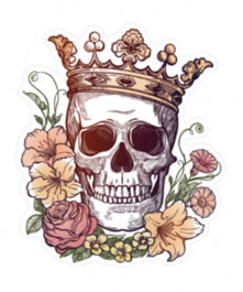 Beautiful Skull with Flowers and Crown Sticker
