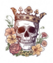 Beautiful Skull with Flowers and Crown Sticker