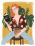 Beautiful Stylish Redhead Woman Reading A Book Sticker