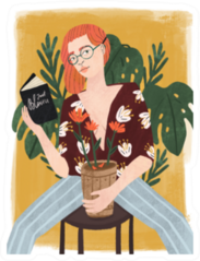 Beautiful Stylish Redhead Woman Reading A Book Sticker