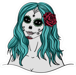 Beautiful Sugar Skull Woman for Day of the Dead Sticker