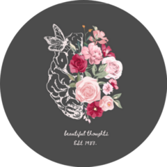 Beautiful Thoughts Sketch Floral Brain Sticker