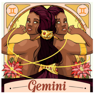 Beautiful Twins Gemini Zodiac Illustration Sticker